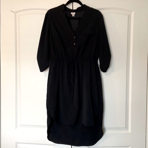 Black cinched waist dress